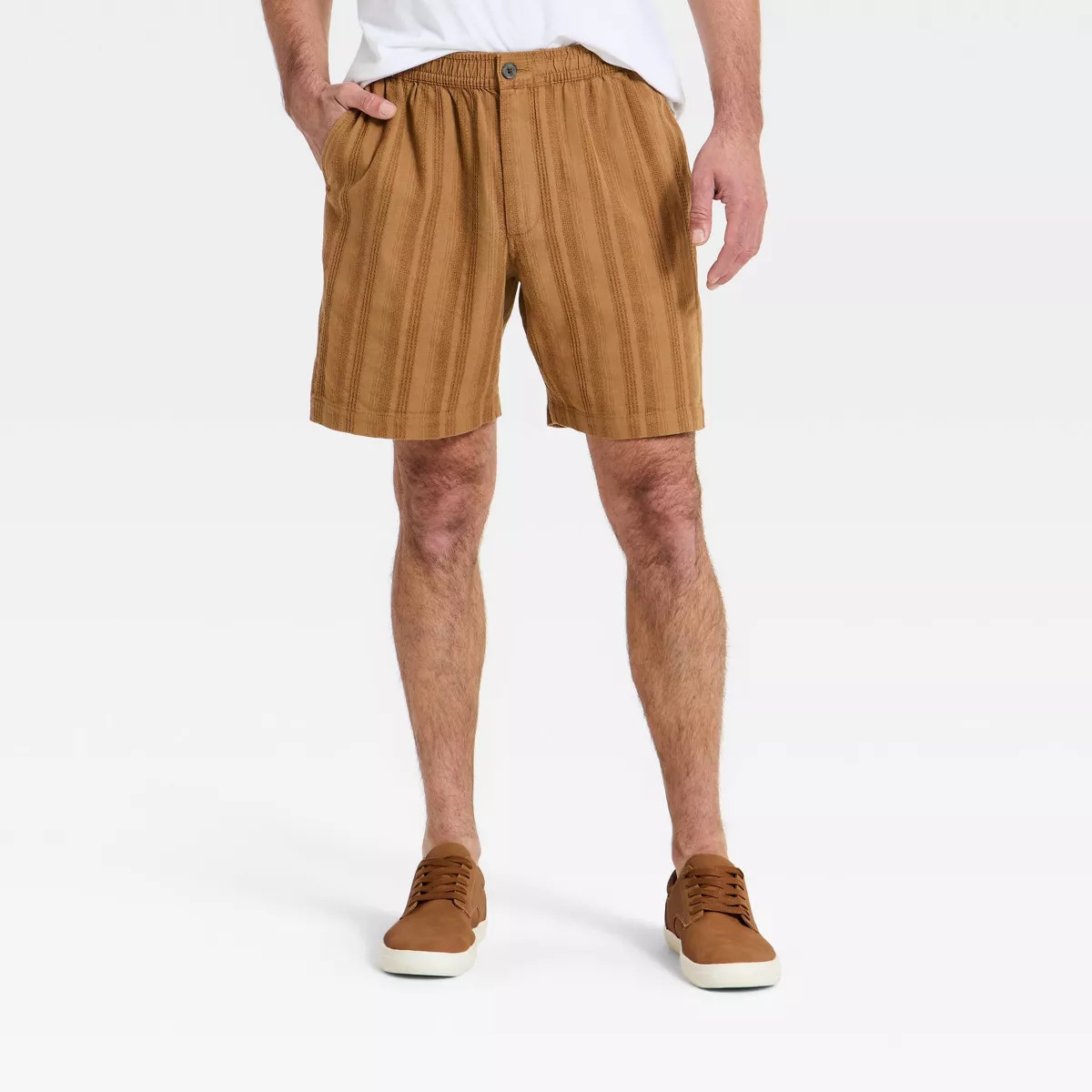 Men's 7" Elevated Linen Shorts - Goodfellow & Co\u2122 Burlap Brown S | Target