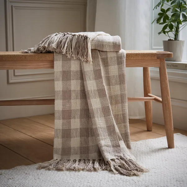 Gingham Cotton Throw, 130cm x 180cm | Dunelm