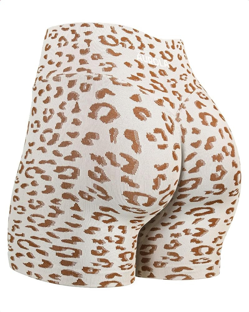 AUROLA Leopard Workout Shorts for Women,Gym Shorts Scrunch Butt Seamless Athletic Shorts | Amazon (US)