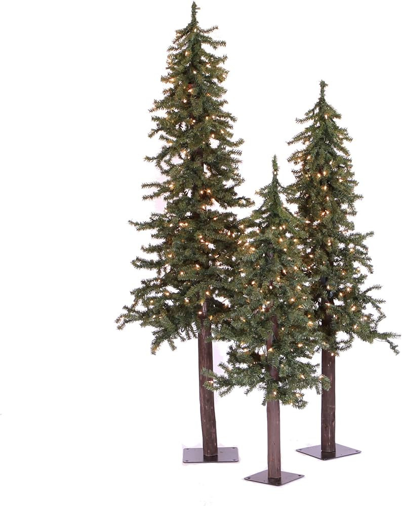 Vickerman 4' 5' 6' Natural Alpine Artificial Christmas Tree Set, Warm White LED Lights - Christma... | Amazon (US)
