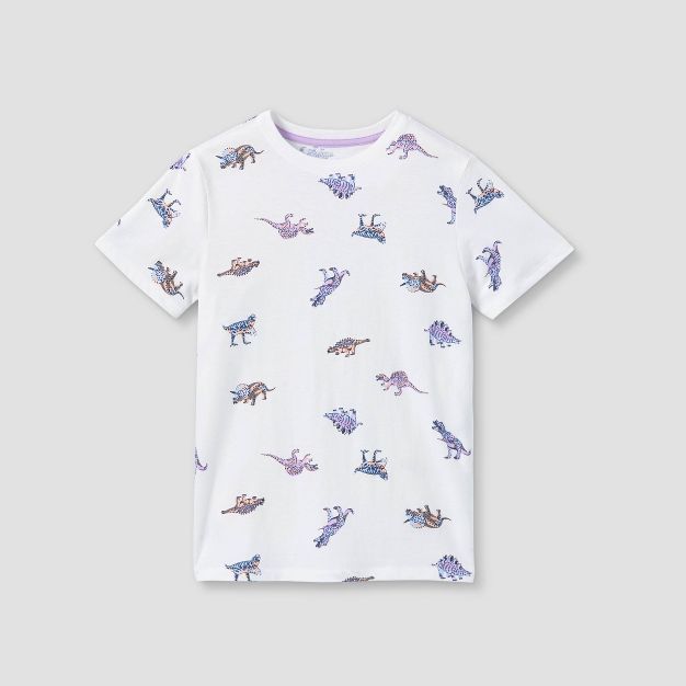Boys' Dino Print Short Sleeve T-Shirt - Cat & Jack™ White | Target