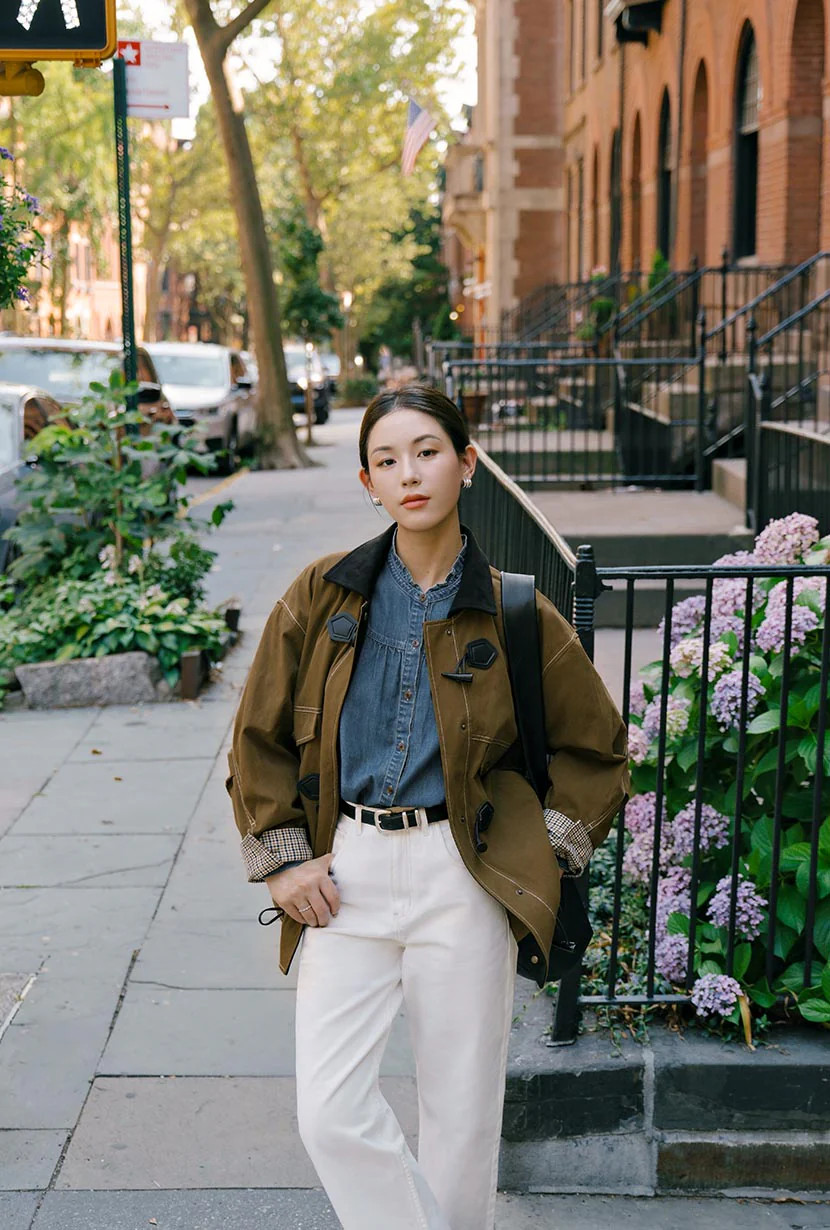 Bryce Cotton Barn Jacket - Olive Brown | Petite Studio NYC