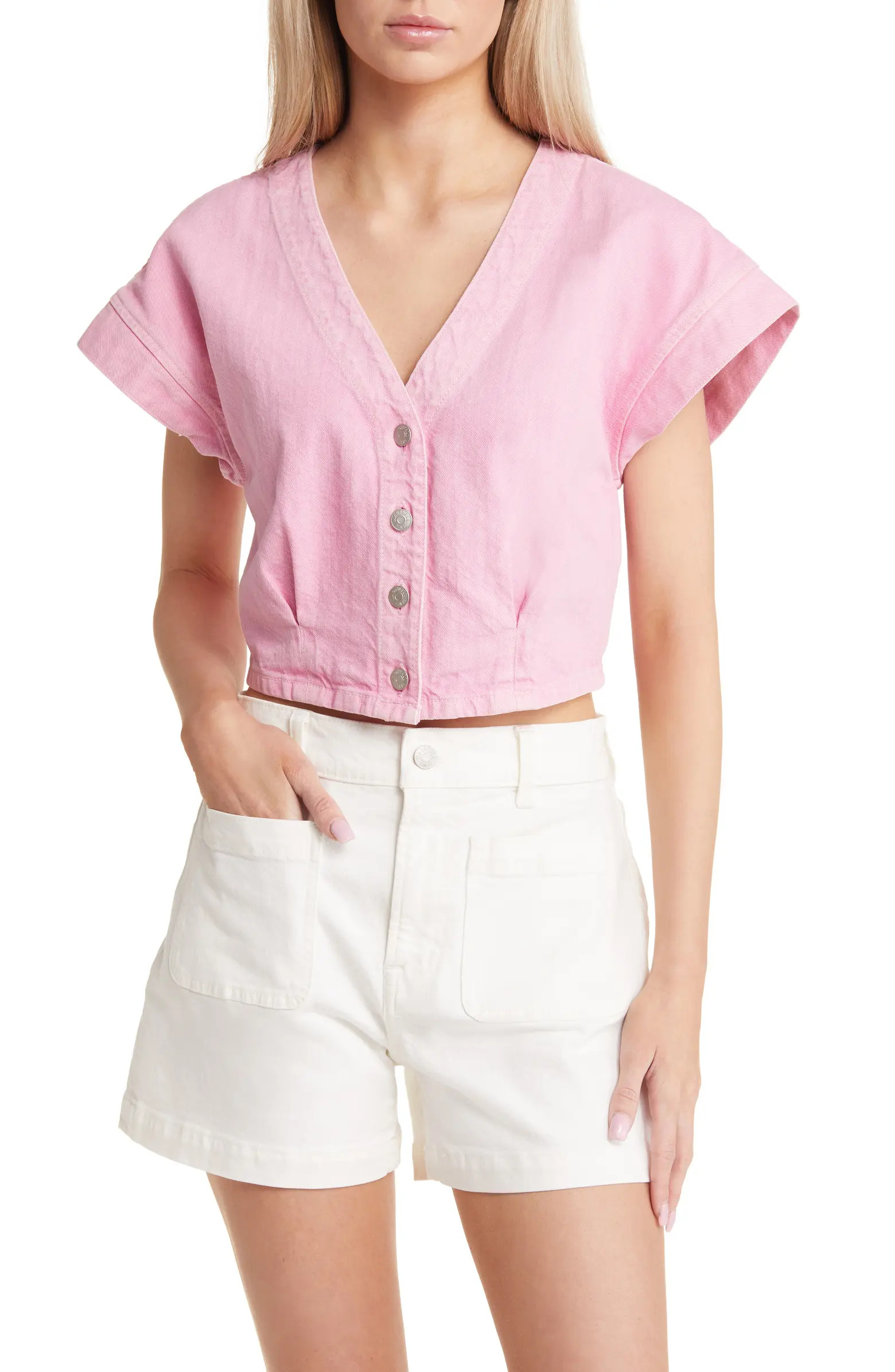 Garment-Dyed Cap Sleeve Cotton Crop Top | Nordstrom