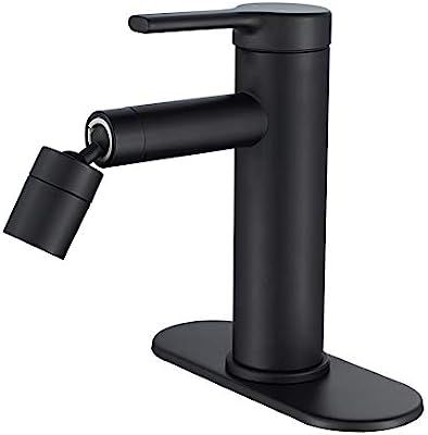 Bathroom Faucet Black one Hole Bathroom Sink Faucet Single Handle Vanity Basin Tap, Adjustable Sp... | Amazon (US)