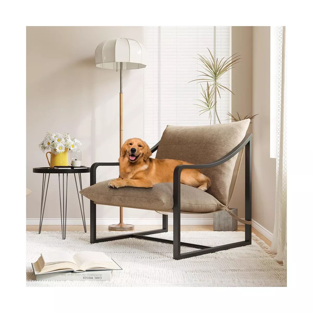 Modern Sling Accent Chair, Comfy Fabric Living Room Chairs with Heavy Duty Metal Frame | Target