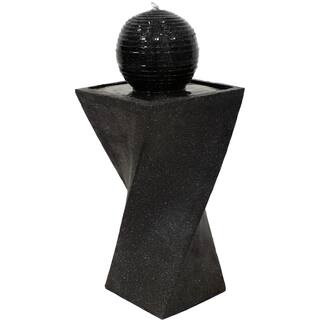 Sunnydaze Decor 32 in. Black Ball Spitter Solar Fountain with Battery Backup and LED Light AMP-F8... | The Home Depot