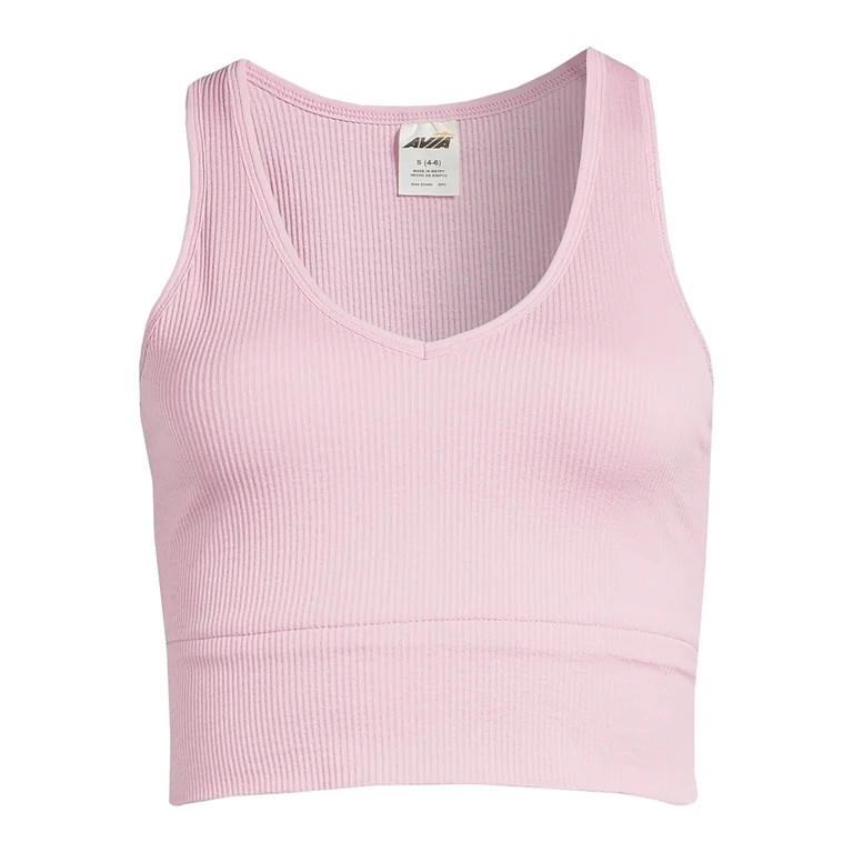 Avia Women's V-Neck Rib Fashion Sports Bra, Sizes S-XXXL | Walmart (US)