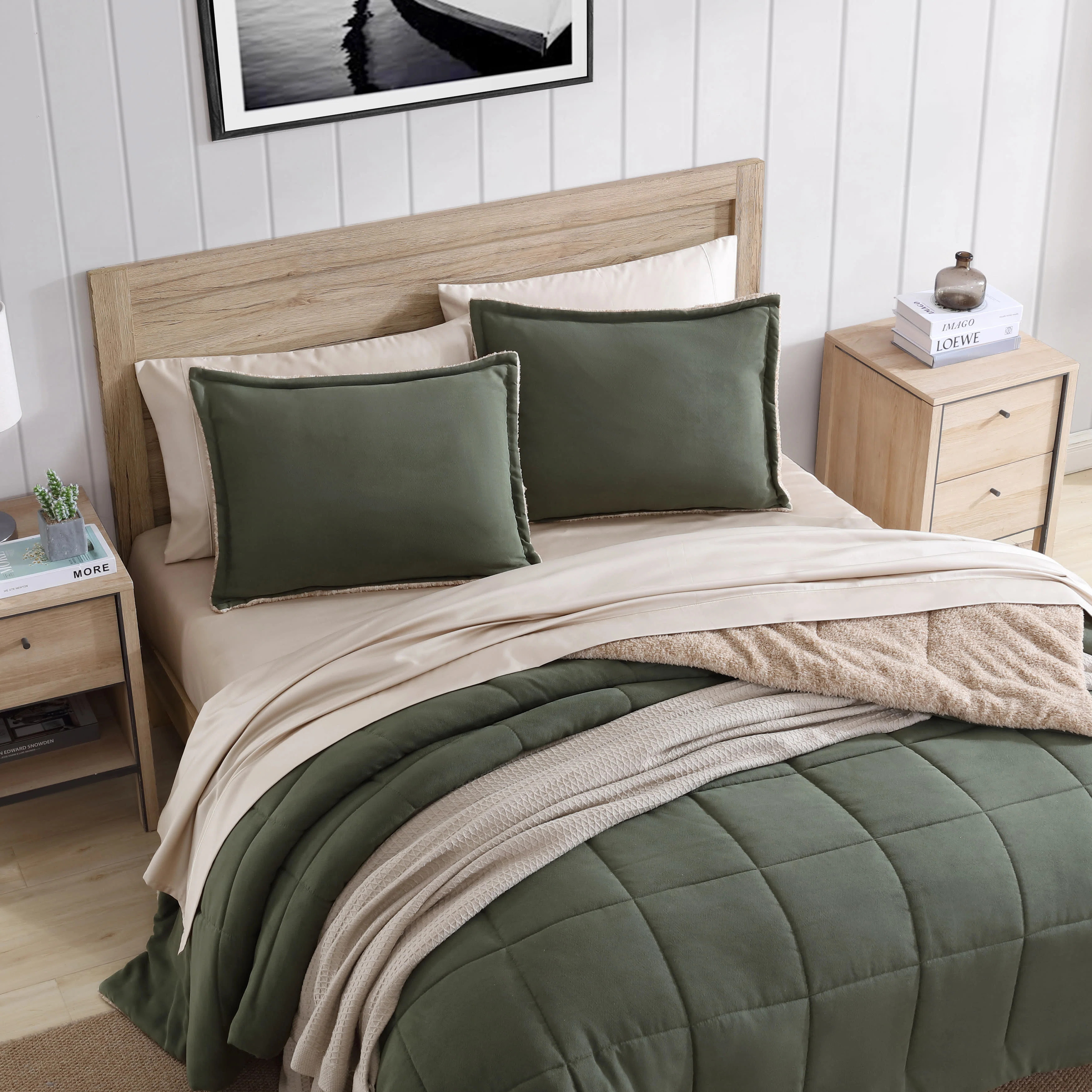 Nautica Beckett Microsuede/Sherpa Reversible Green Comforter Set & Reviews | Wayfair | Wayfair North America