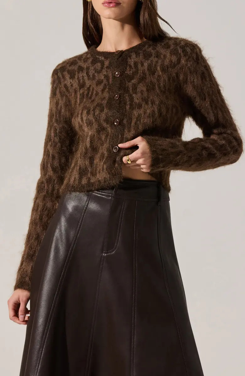 Katria Fuzzy Cheetah Print Cardigan | Nordstrom
