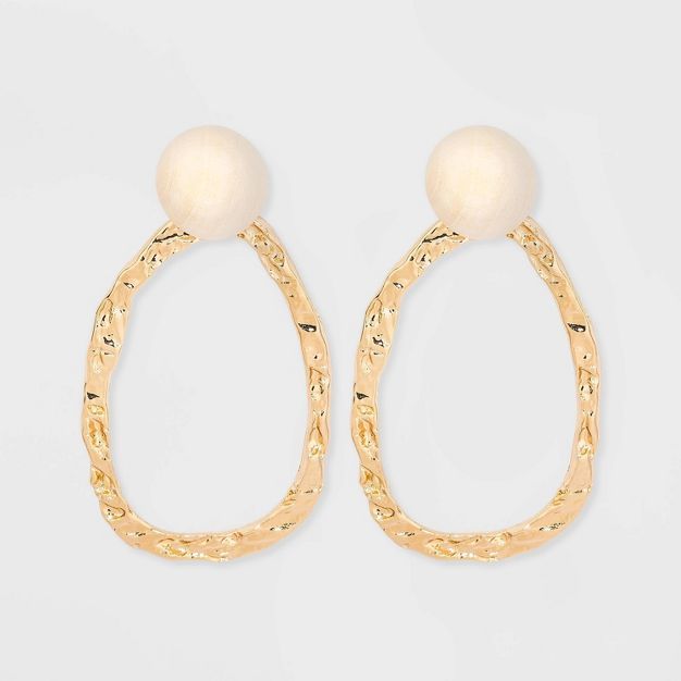 Post with Organic Gold Drop Earrings - A New Day™ | Target