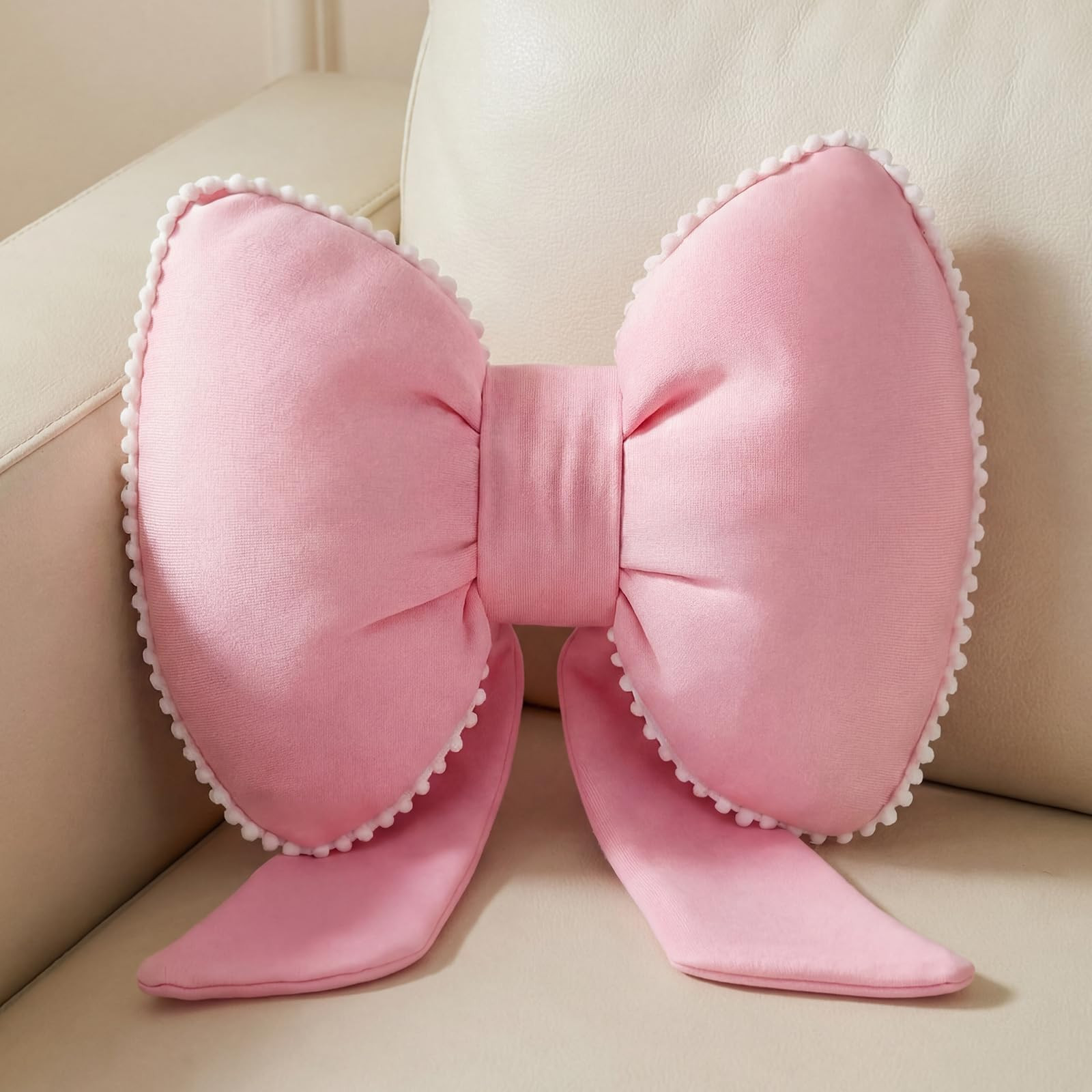 Kathfly Pink Bow Pillow Soft Bow Shaped Throw Pillows Decorative Cute Cushion Aesthetic Home Deco... | Amazon (US)