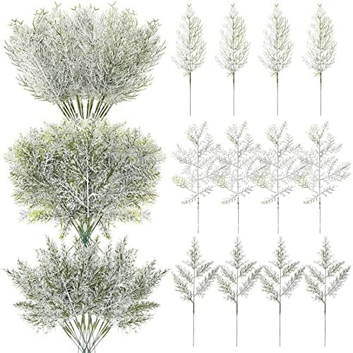 45 Pcs Christmas Artificial Faux Cedar Branches, Artificial Sprigs Faux Pine Leaves, Greenery Pin... | Amazon (US)