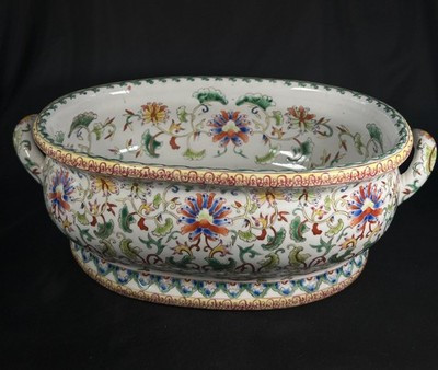 Chinese Large Porcelain Footbath Planter Jardiniere Florals 17” Vintage Antique | eBay US
