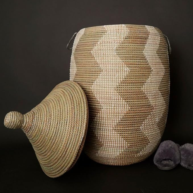 Extra Large Storage Basket Hooded Lid (Grey Zig Zag) | Amazon (US)