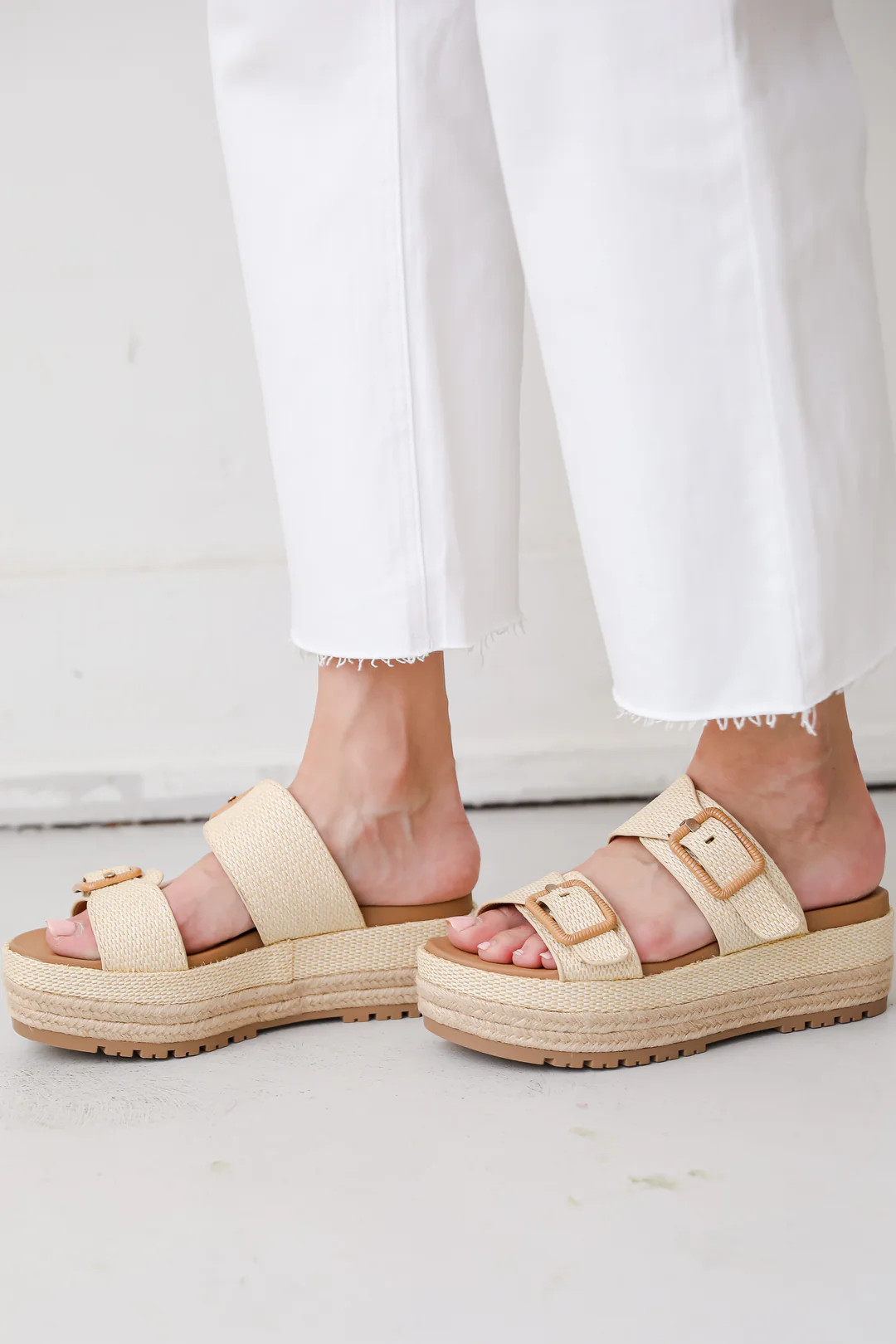 To The Tropics Natural Platform Double Strap Sandals | Dress Up