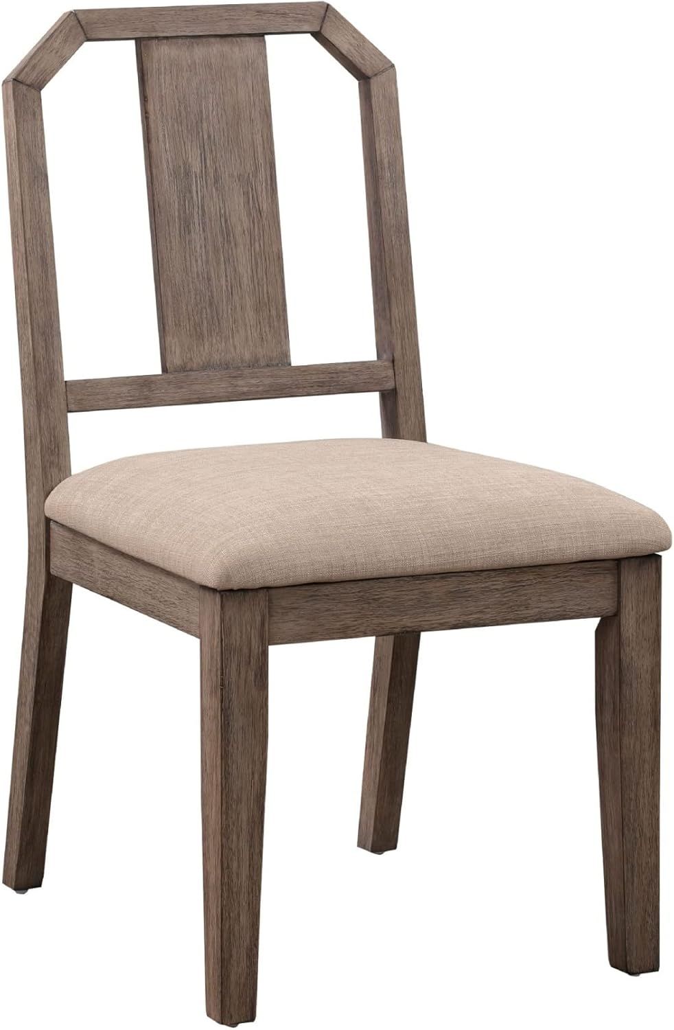 Benjara Yu 36 Inch Acacia Wood Dining Chair, Slat Back, Set of 2, Weathered Brown | Amazon (US)
