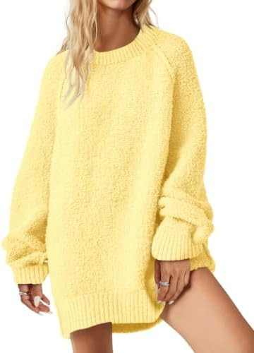 Saodimallsu Womens Oversized Sweater Fuzzy Long Sleeve Casual Tunic Sweater | Amazon (US)