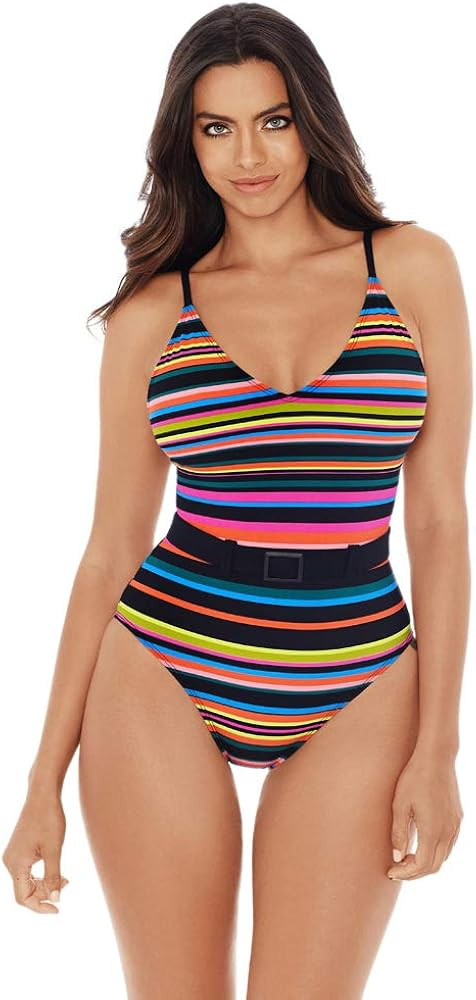 Skinny Dippers Women's Swimwear Lucky Charm Belted Medallion Soft Cup One Piece Swimsuit | Amazon (US)