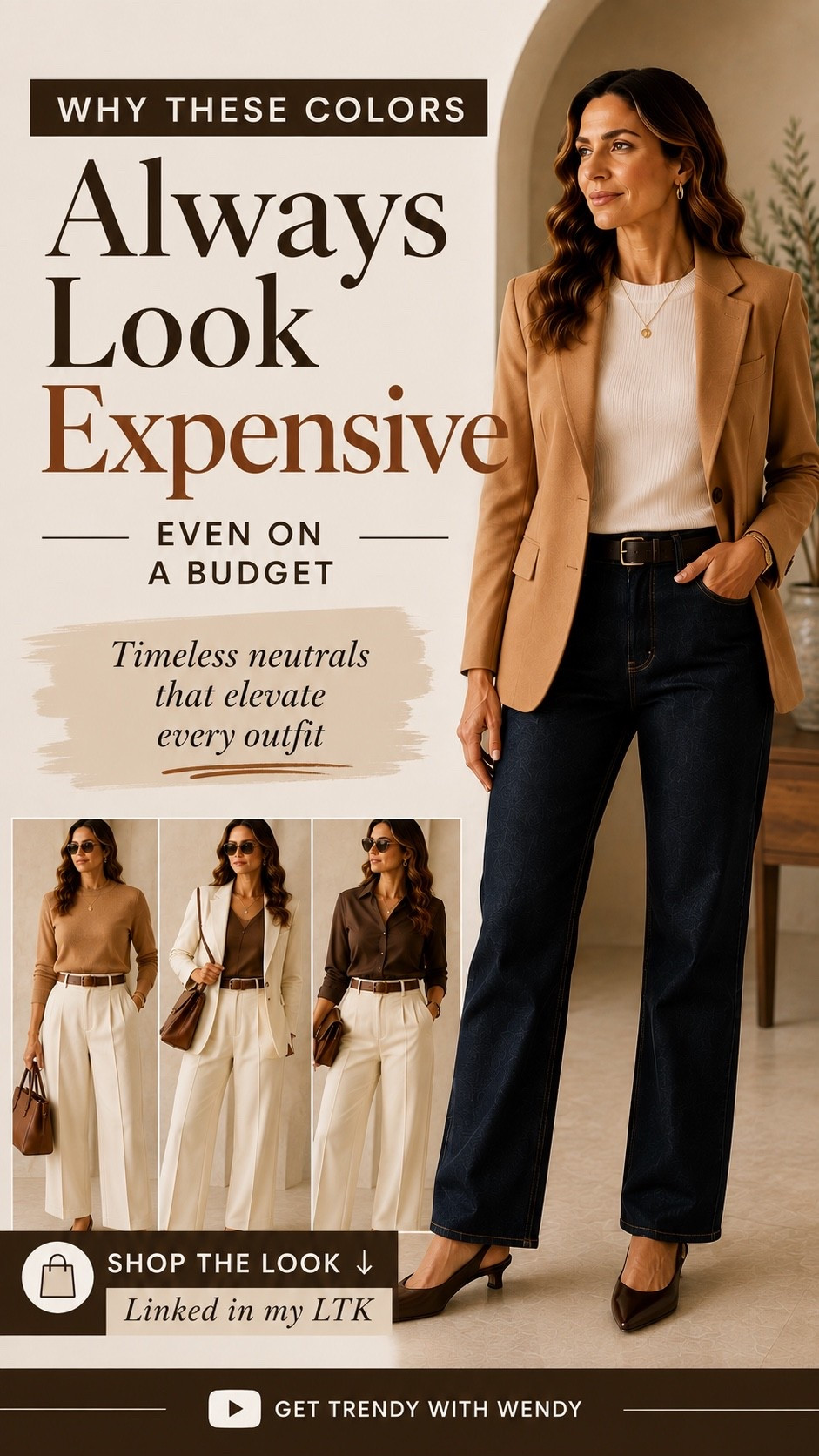 How to Make Your Outfits Look More Expensive Without Spending More

Want your outfits to look more polished and expensive without buying designer clothes? The secret is often in the styling—not the price tag.

Learn how proportions, flattering fit, structure, texture, shoes, and timeless color combinations like camel, cream, chocolate brown, ivory, and dark denim can instantly elevate an outfit.

Watch the full YouTube video for simple styling principles you can use with pieces you already own.

Shop similar pieces from the looks here, in my LTK.

#FashionOver40 #StyleOver40 #HowToLookExpensive #StyleTips #PolishedStyle #ClassicStyle #OutfitIdeas #TimelessStyle #QuietLuxury

#LTKOver40