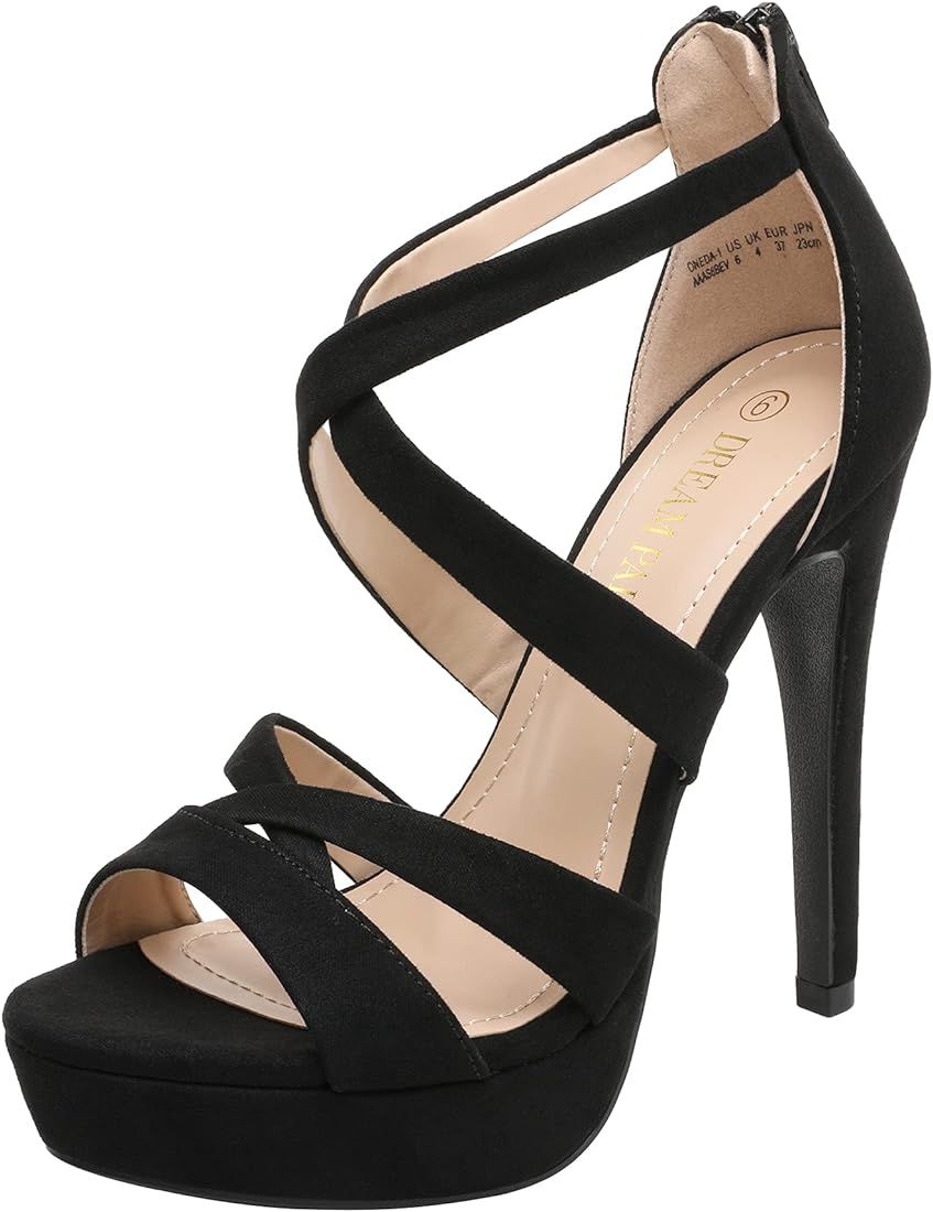 Amazon.com | DREAM PAIRS Women's Black Suede Open Toe High Heel Platform Dress Pump Sandals Size ... | Amazon (US)