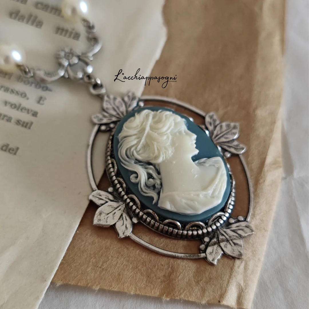 Katherine Pierce Inspired Cameo Necklace, Silver Version - Etsy | Etsy (US)