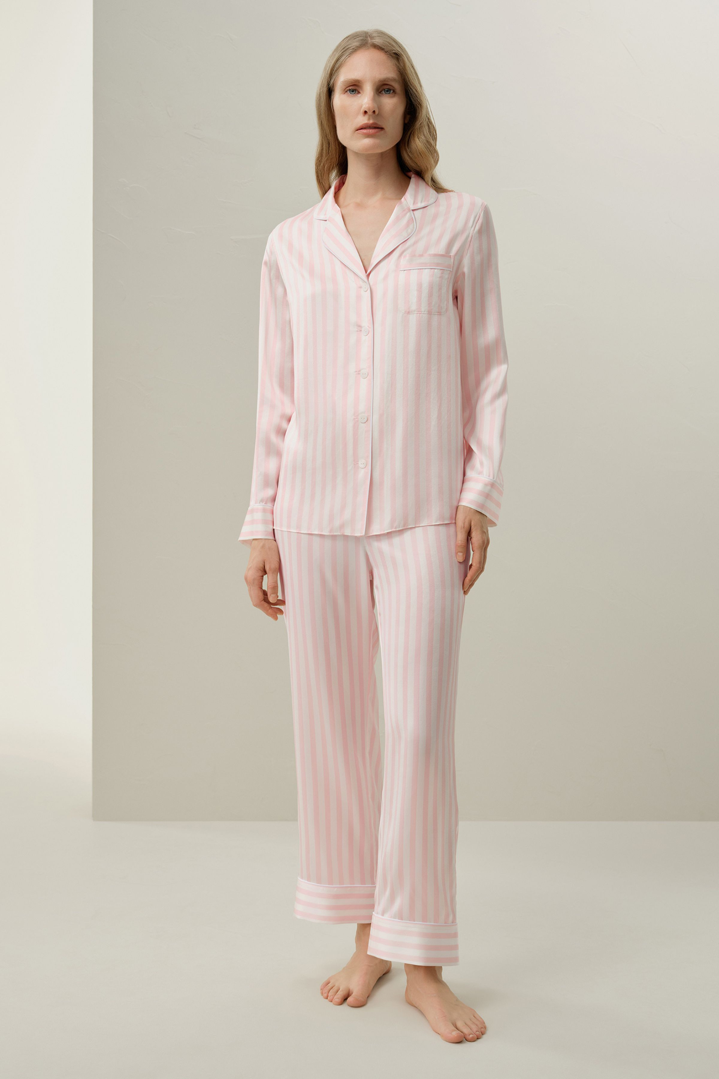 Striped Charmeuse Pajama Set | LILYSILK