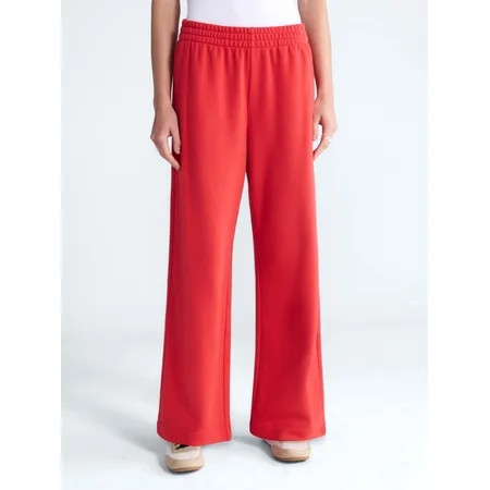 Free Assembly Women's and Women's Plus Wide Leg Sueded Terry Sweatpants, 30" Inseam, Sizes XS-4X | Walmart (US)