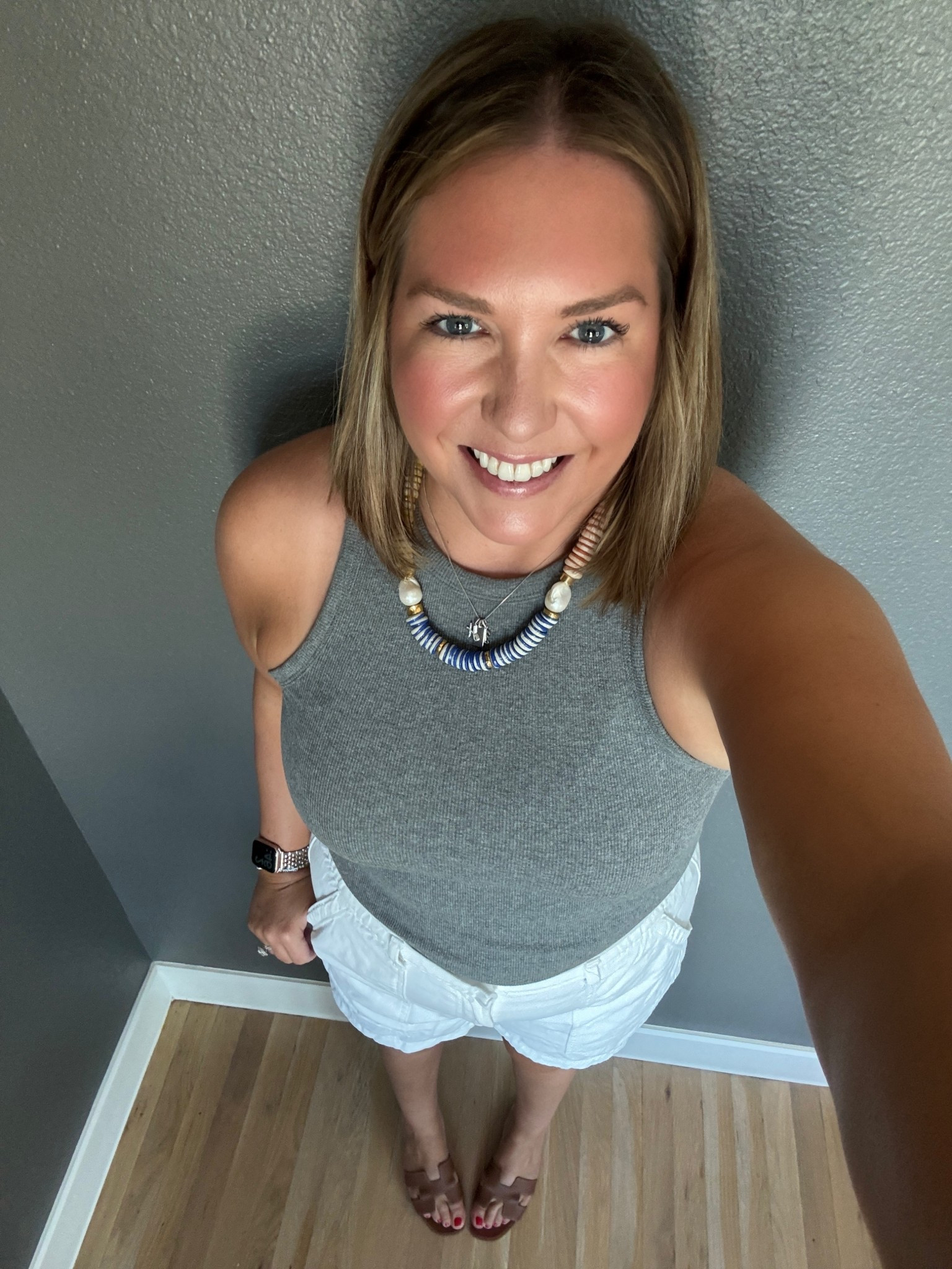 Yep still in the 90s so we are still dressing like summer. Figured it was warm enough to wear my white shorts again. I kept it simple with a tank and my favorite leather sandals. I love the colors in this necklace to add a pop of color  

#LTKFindsUnder50 #LTKMidsize #LTKSaleAlert