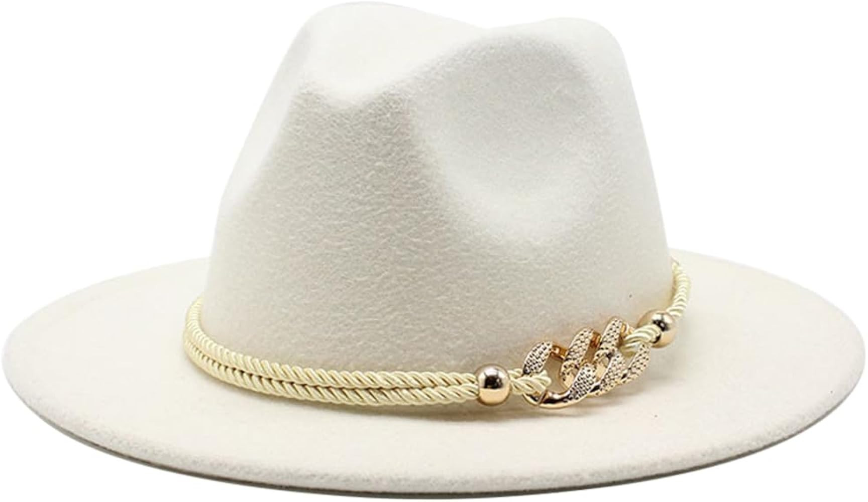 Fashion Wide Brim Felt Fedora Hat with 3-Ring Buckle Belt Adjustable Church Dress Panama Hat for ... | Amazon (US)