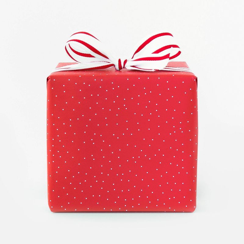 30 sq ft White Tiny Scatter Dot on Red Gift Wrap - Sugar Paper&#8482; + Target | Target