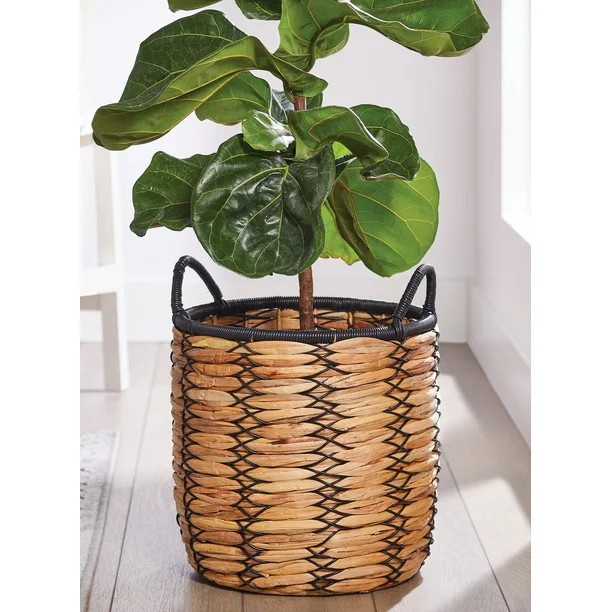 Better Homes & Gardens 15 Inch Round Woven Water Hyacinth Basket Planter - Walmart.com | Walmart (US)