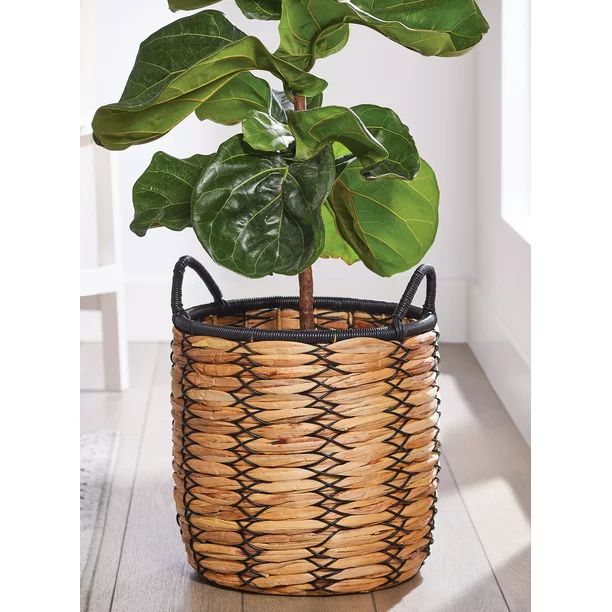 Better Homes & Gardens 15 Inch Round Woven Water Hyacinth Basket Planter - Walmart.com | Walmart (US)