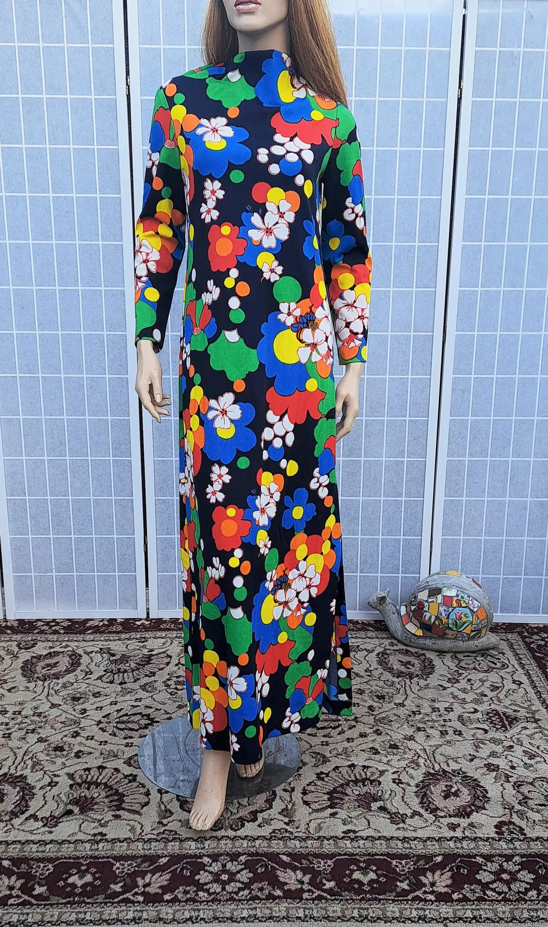 Vintage 60's Groovy Flower Print Maxi Dress Henry Lee - Etsy | Etsy (US)