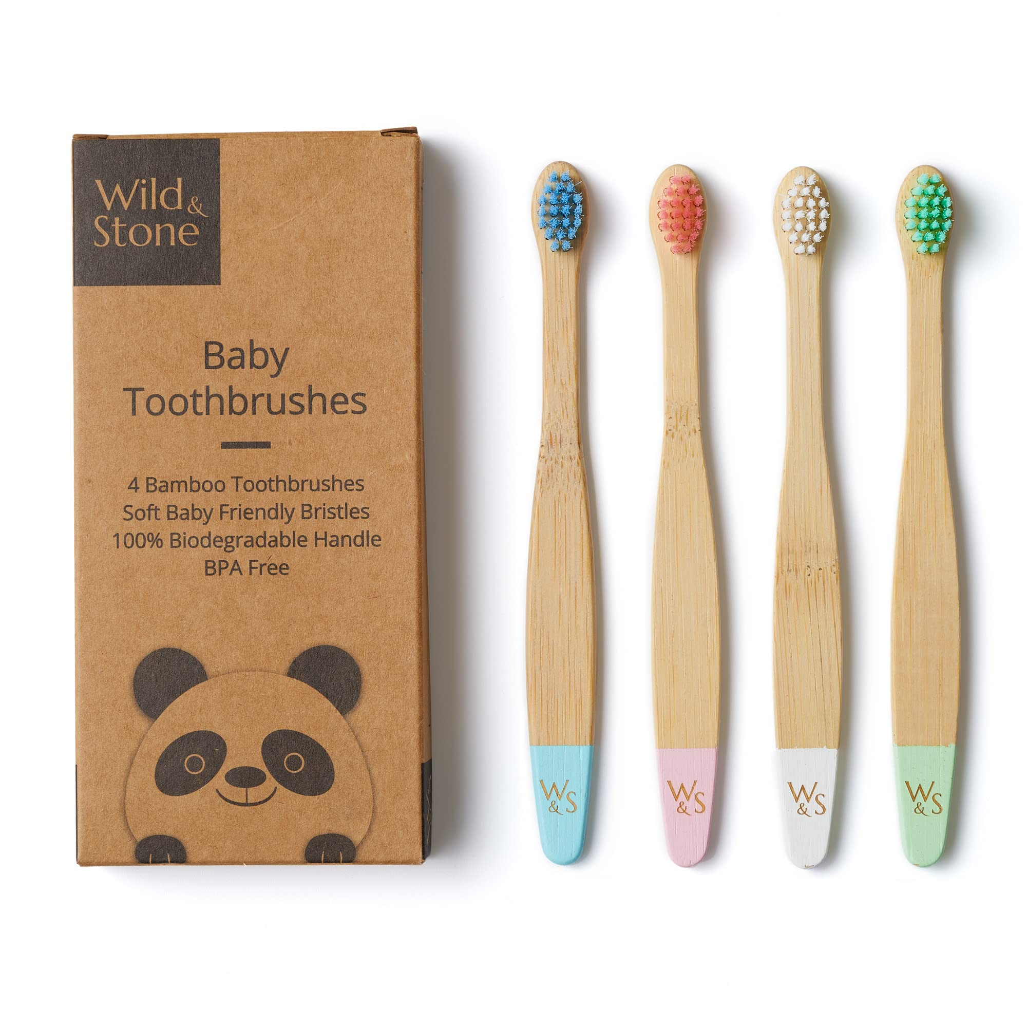 Wild & Stone Organic Baby Bamboo Toothbrushes | 4 Pack | Soft Bristles | 100% Compostable Handle ... | Amazon (US)