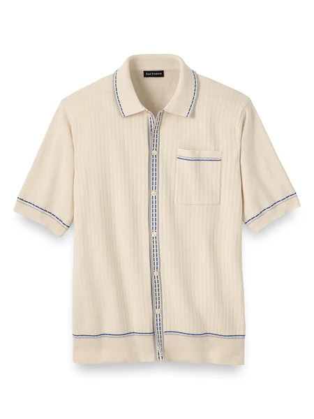 Cotton Button Front Polo | Paul Fredrick MenStyle