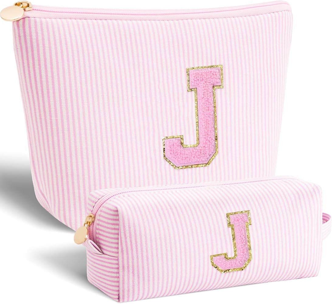 Monogrammed Gifts for Women - Cosmetic Bag for Teen,Initial Cute Makeup Bag Set for Women,Trendy ... | Amazon (US)