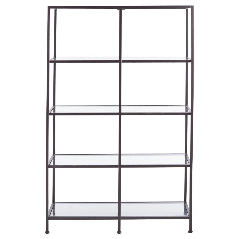 Home Decorators Collection 62.25 in. Antique Bronze Metal 4-shelf Accent Bookcase with Open Back-... | The Home Depot