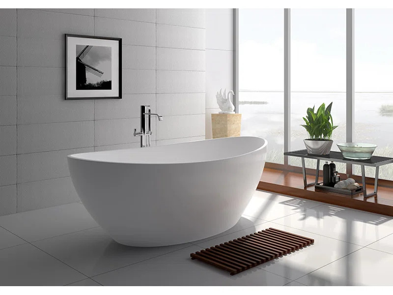 70.9'' x 35.4'' Freestanding Soaking Solid Surface Bathtub | Wayfair North America