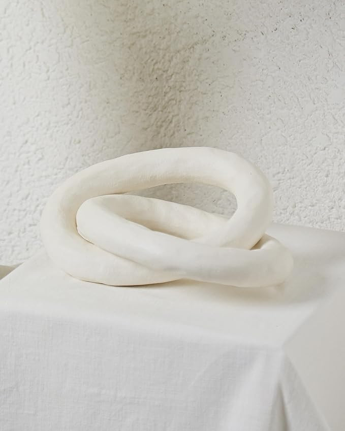 UPWOIGH White Knot Inspired Modern Ceramic Decor,Minimalist Coffee Table Decor, Handmade Boho Cer... | Amazon (US)