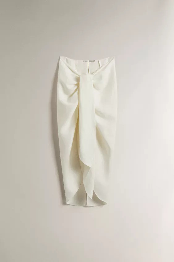 LONG LINEN BEACH SARONG WITH KNOT DETAIL | Zara US