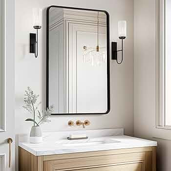 USHOWER Bathroom Mirrors for Over Sink, Metal Frame Rectangle Mirror, Modern Farmhouse Vanity Mir... | Amazon (US)