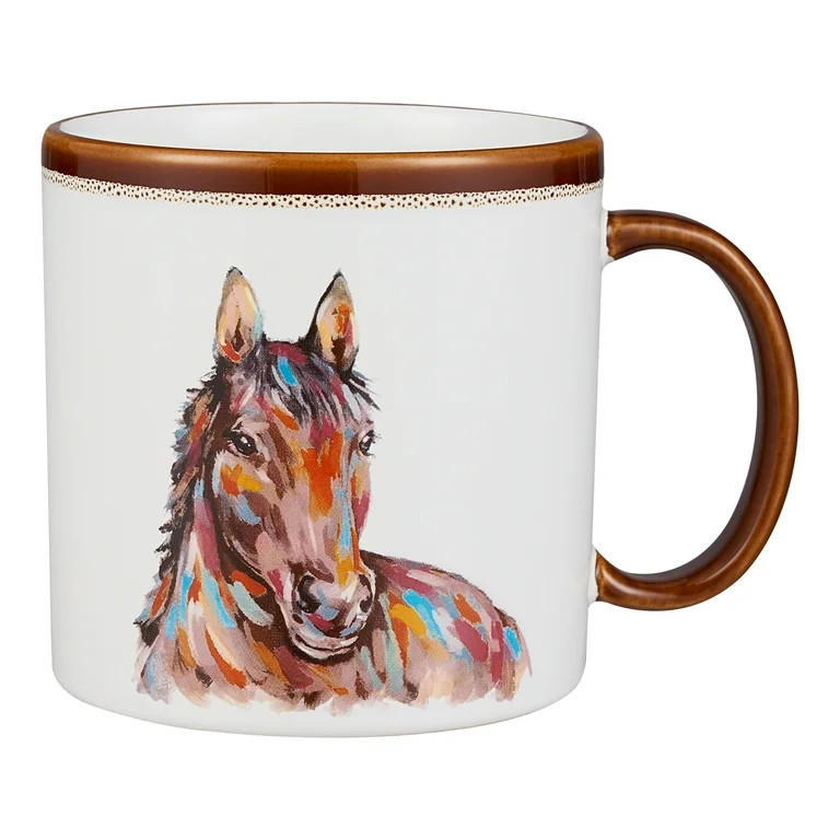 Mainstays 19.27-oz Sculpted Stoneware Horse Mug, White | Walmart (US)
