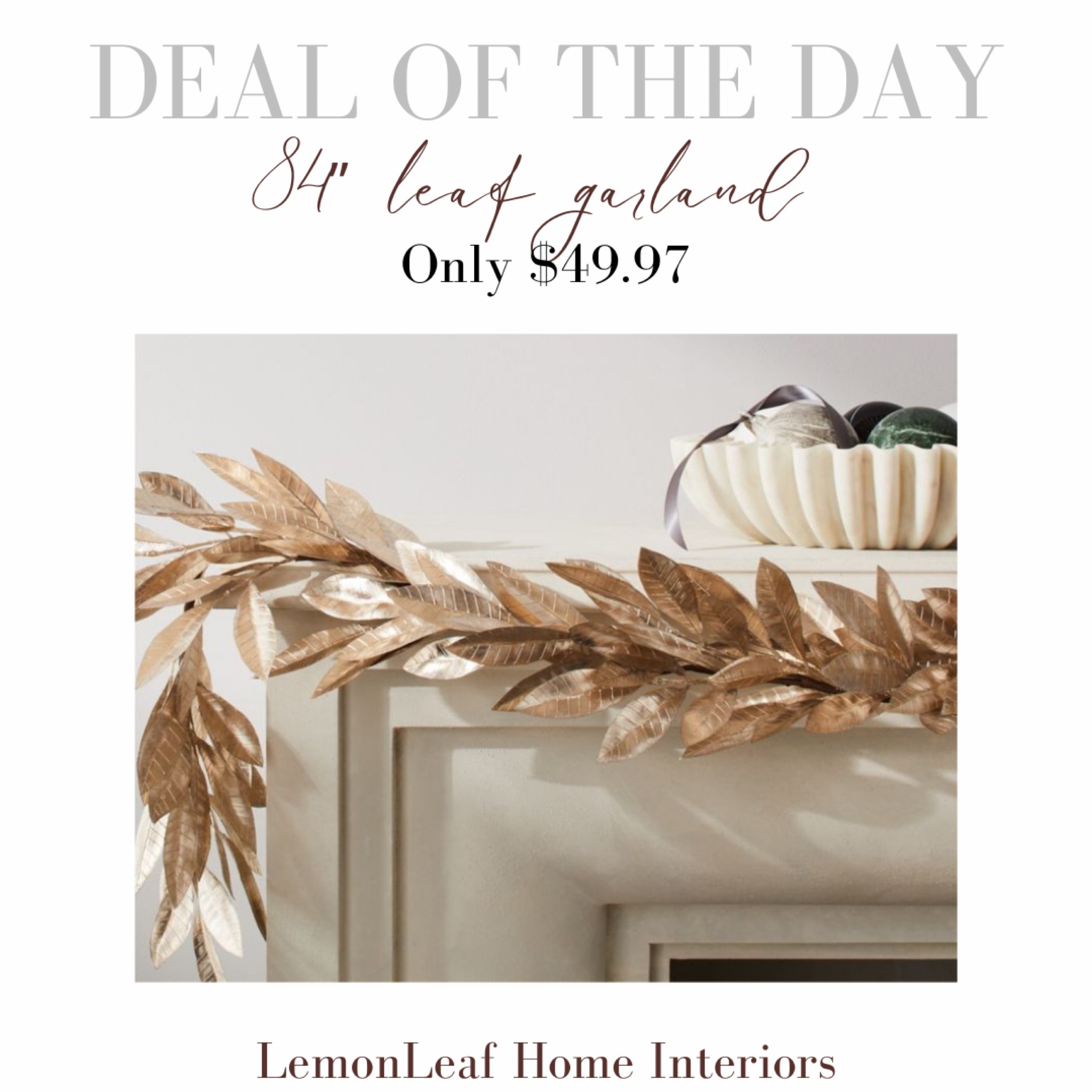 Gorgeous champagne color leaf garland on sale at CB2. Use alone or mix with greenery 



#LTKunder50 #LTKSeasonal #LTKhome