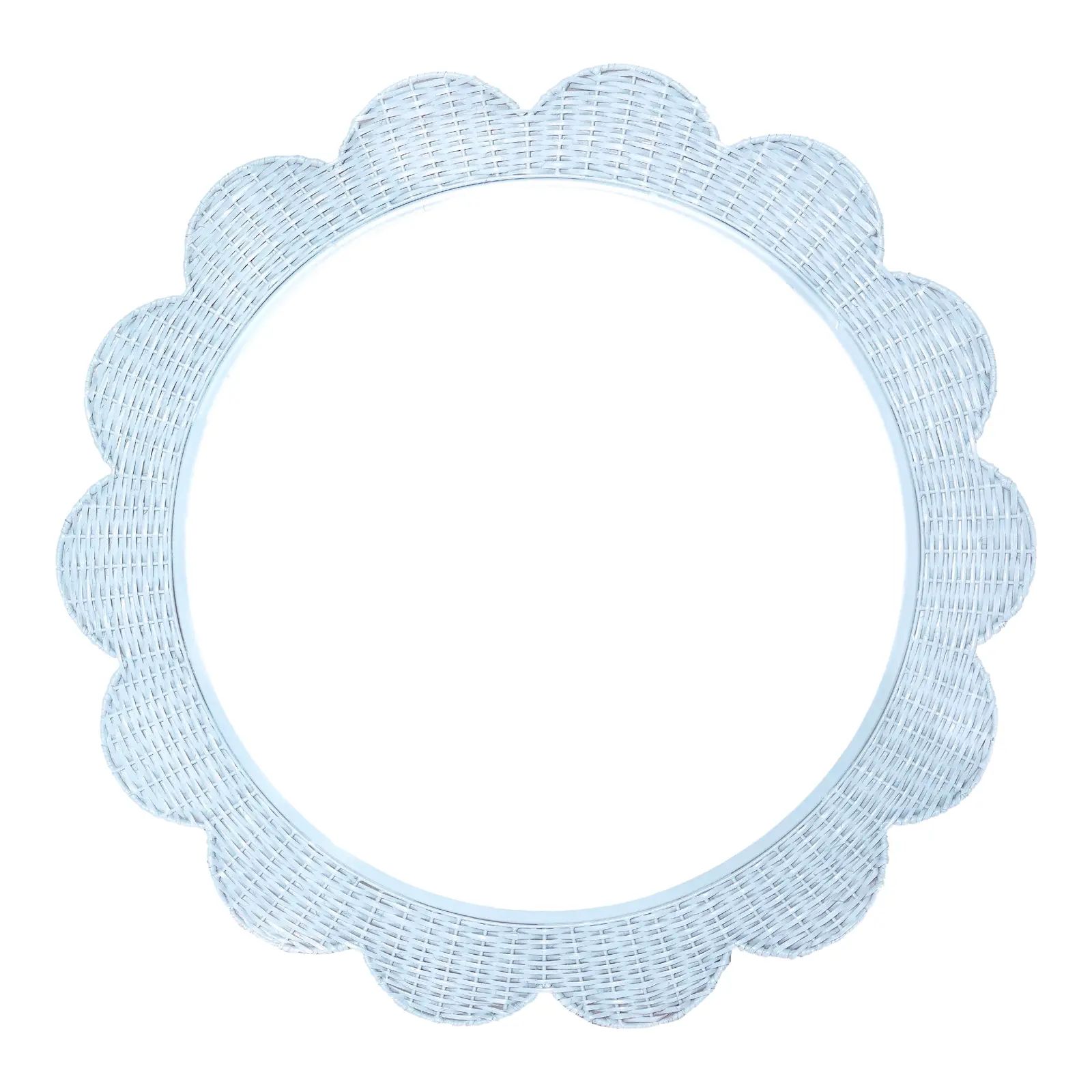 Isabella Wicker Mirror in Pale Blue | Chairish