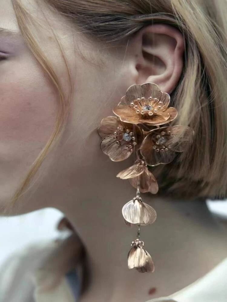 Rhinestone Decor Flower Drop Earrings | SHEIN