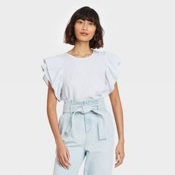 Women's Ruffle Short Sleeve Linen Top - A New Day™ | Target