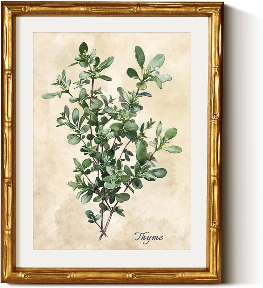 VIYYIEA Bamboo Detail Design Gold Framed Wall Art,Thyme Canvas Prints,Vintage Wall Art Bamboo Sty... | Amazon (CA)