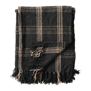 Hello Honey® Plaid Black & Tan Fringed Throw | 60" x 50" | Michaels® | Michaels Stores