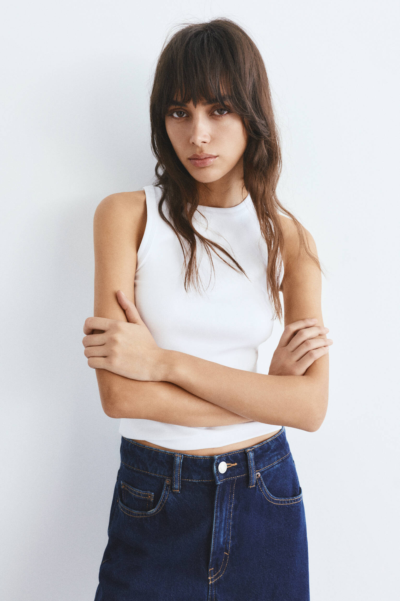 Round neck tank top - Pull&Bear United Kingdom | PULL and BEAR UK