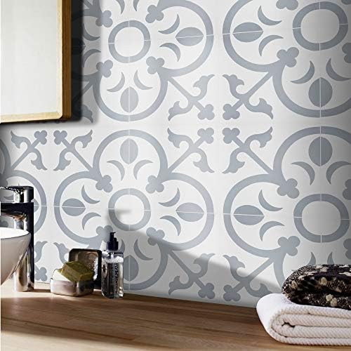 Moroccan Mosaic & Tile House CTP31-03 Nador Handmade Cement Tile in White and Grey | Amazon (US)